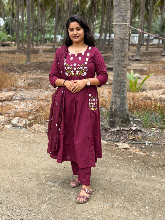 Cotton Floral Anarkali  AS113