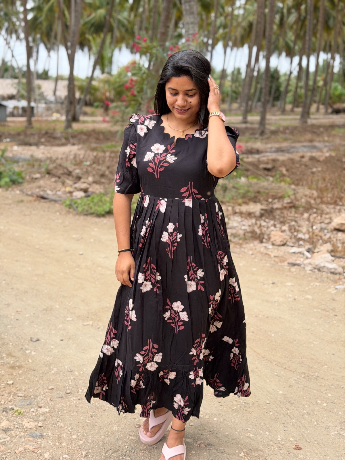 Premium Rayon Floral Frock - CFF169
