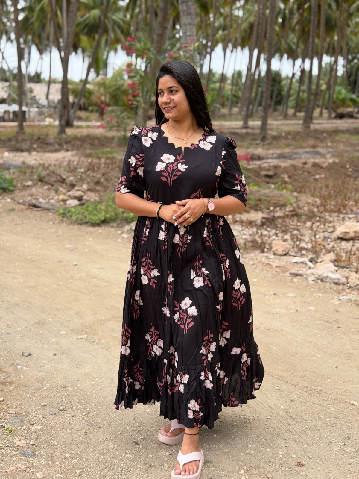 Premium Rayon Floral Frock - CFF169