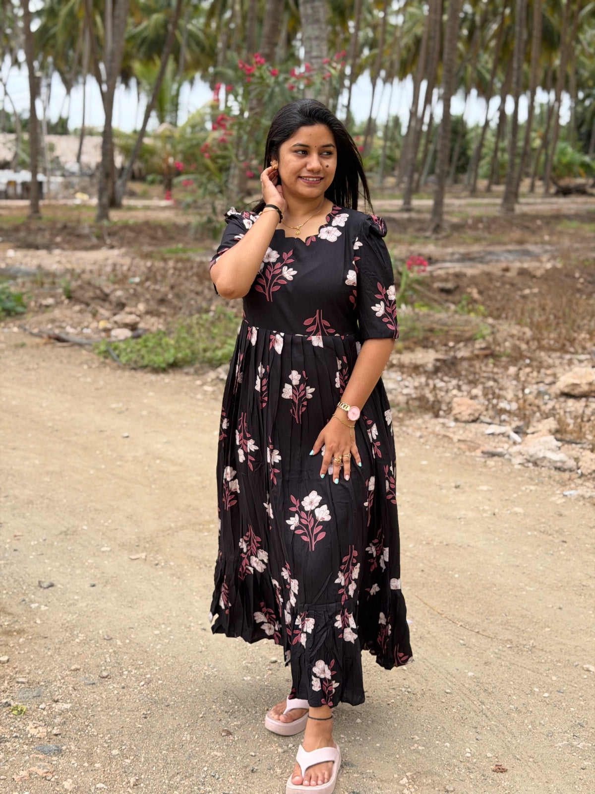 Premium Rayon Floral Frock - CFF169