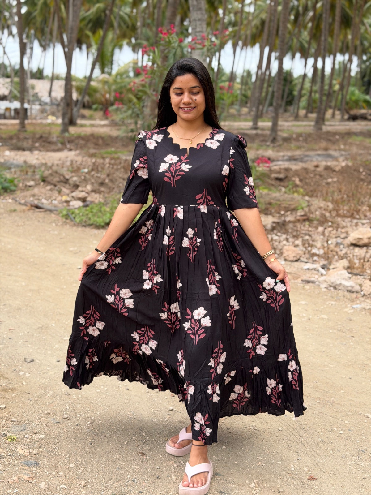 Premium Rayon Floral Frock - CFF169