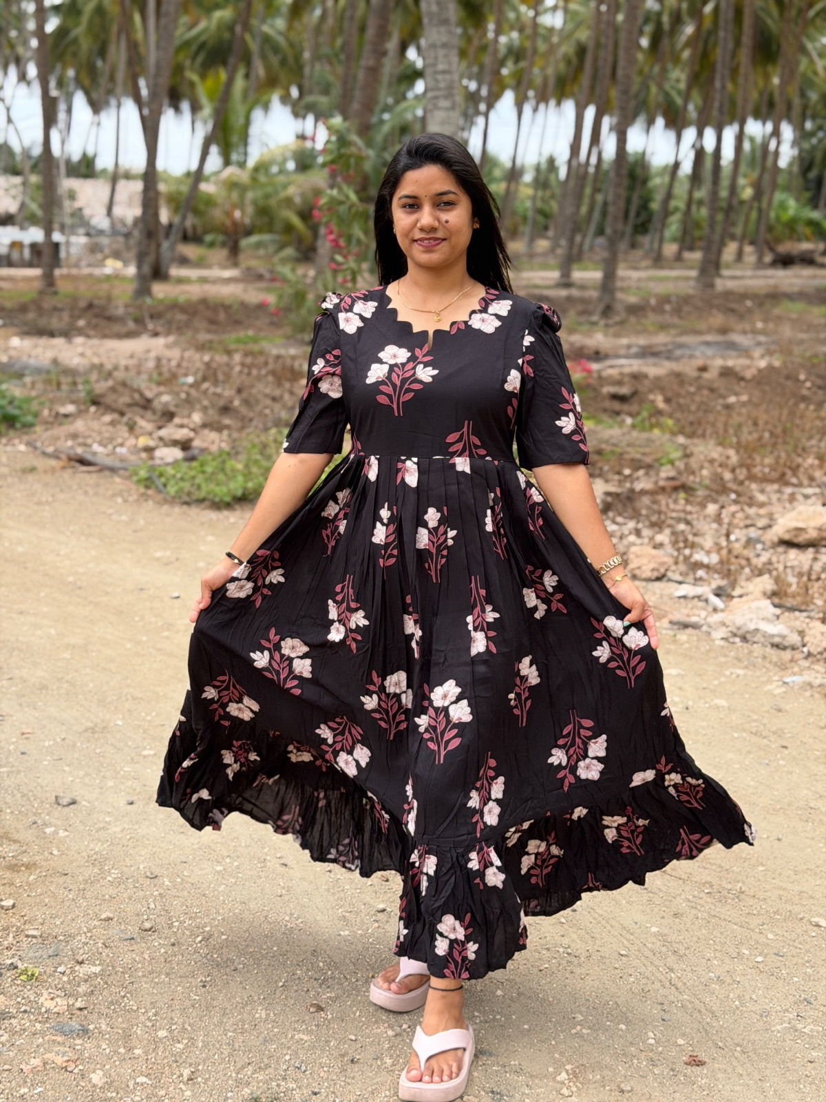 Premium Rayon Floral Frock - CFF169