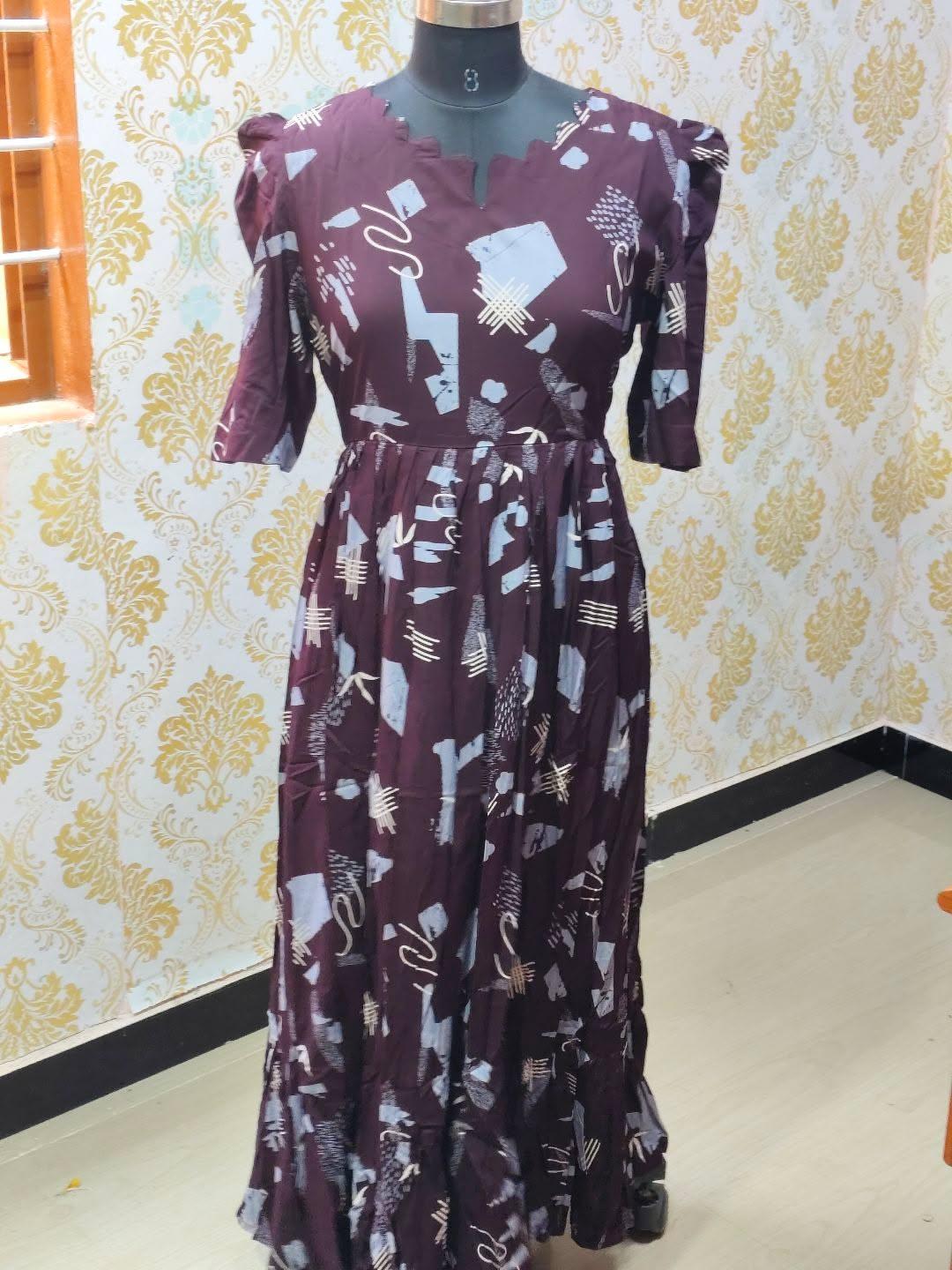 Premium Rayon Floral Frock - CFF187