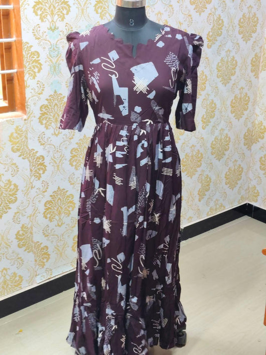 Premium Rayon Floral Frock - CFF187