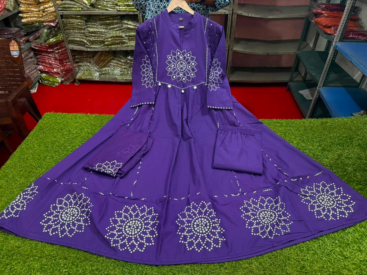 Cotton Floral Anarkali  AS126 (Pre Booking - 10 Days For Delivery)