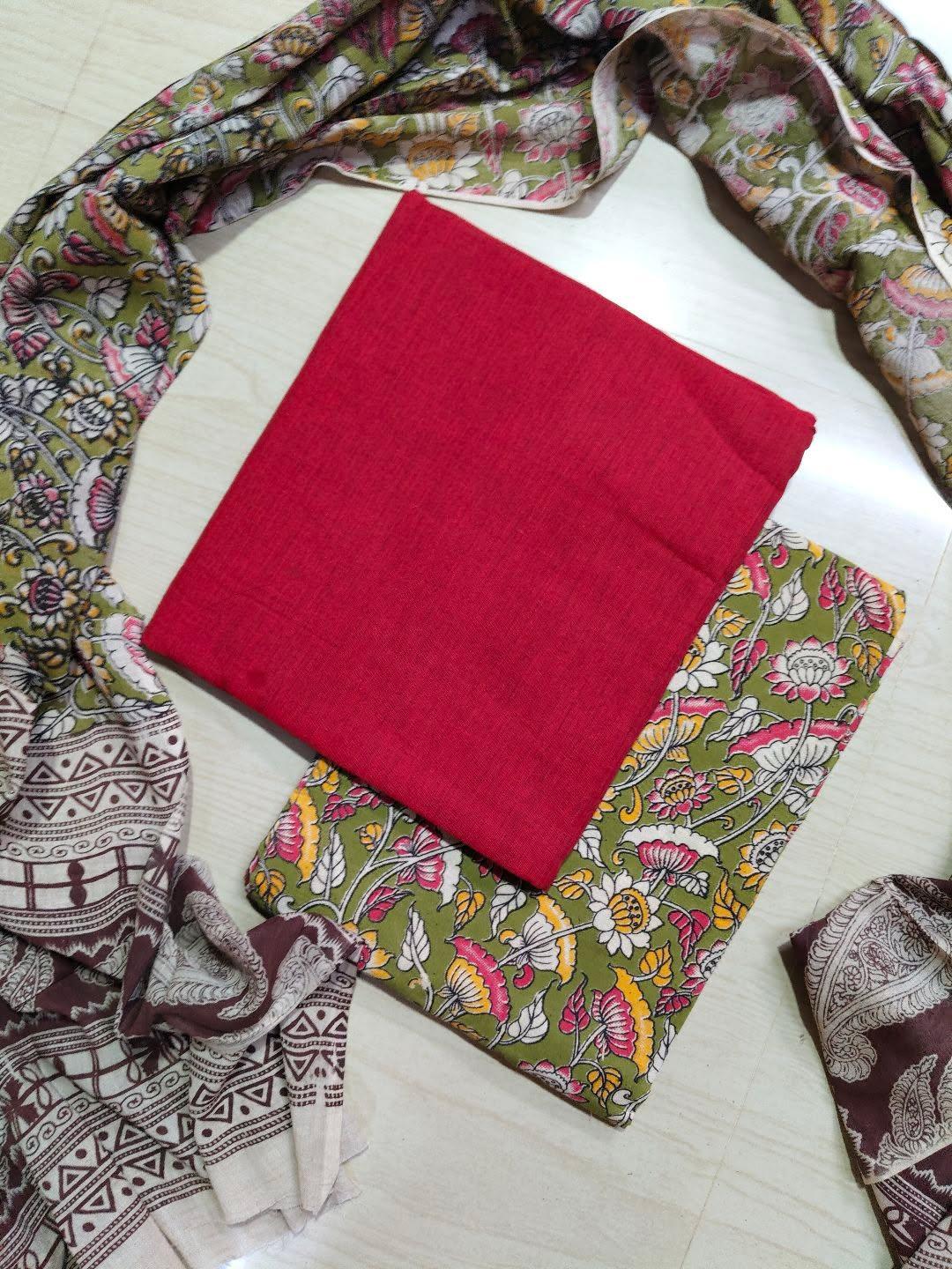 Premium Cotton Top and Kalamkari Phant With Dupatta RS136