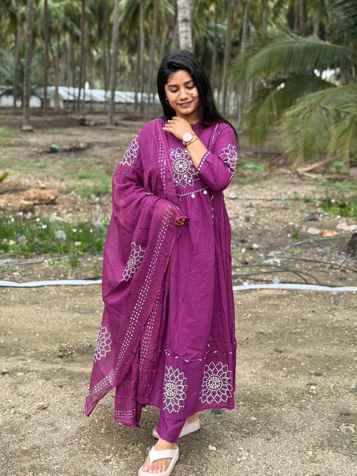 Cotton Floral Anarkali  AS128