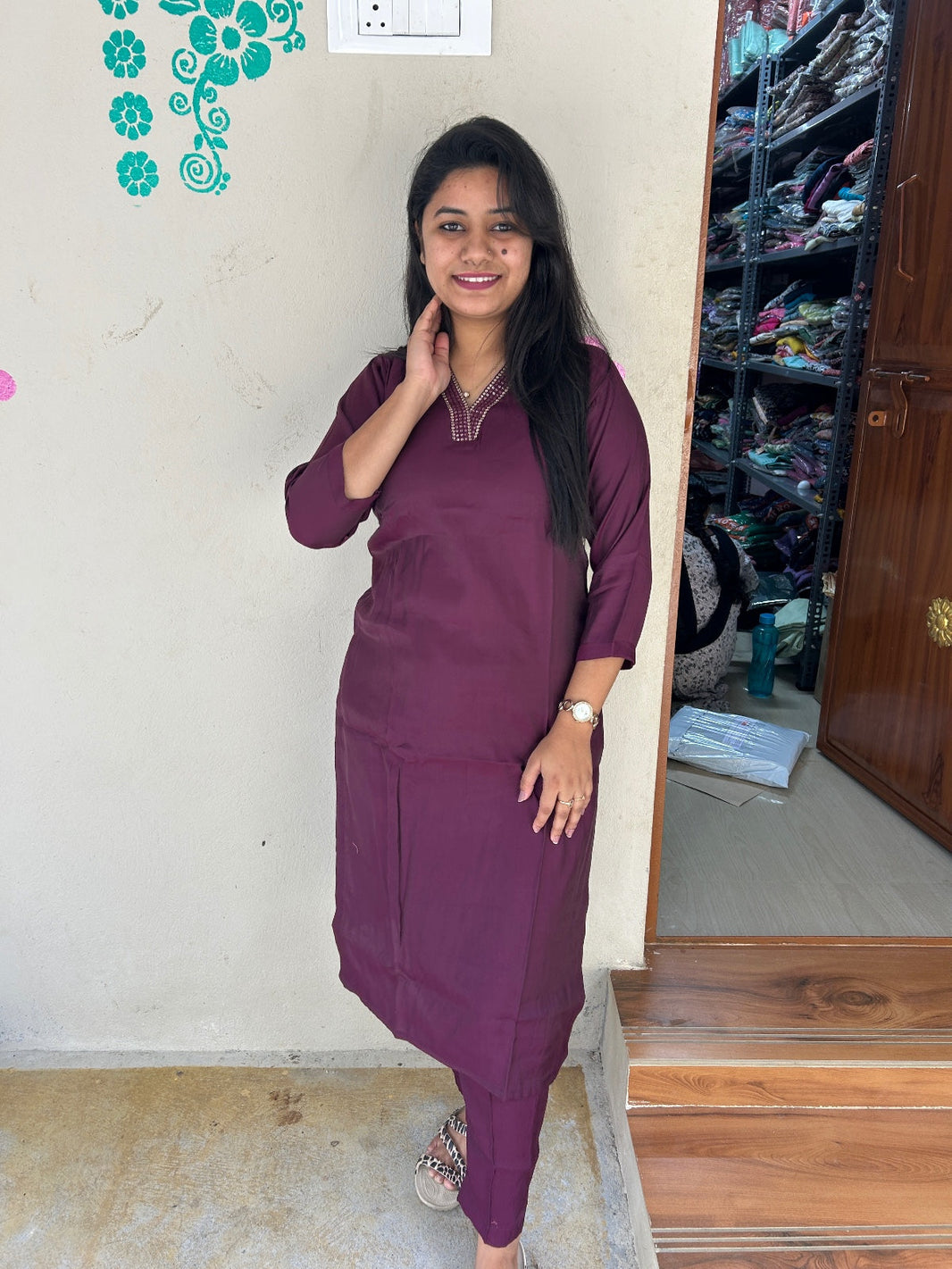 White Poly Silk Pant Kurti
