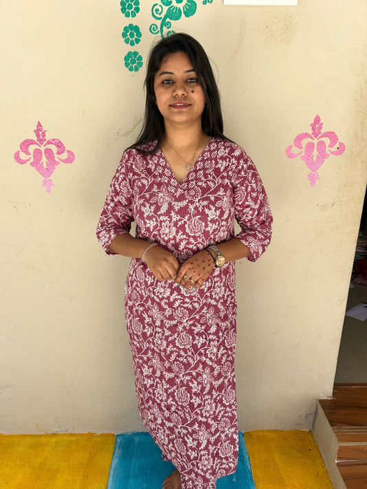 V neck Kurthi with Pant  ALN23