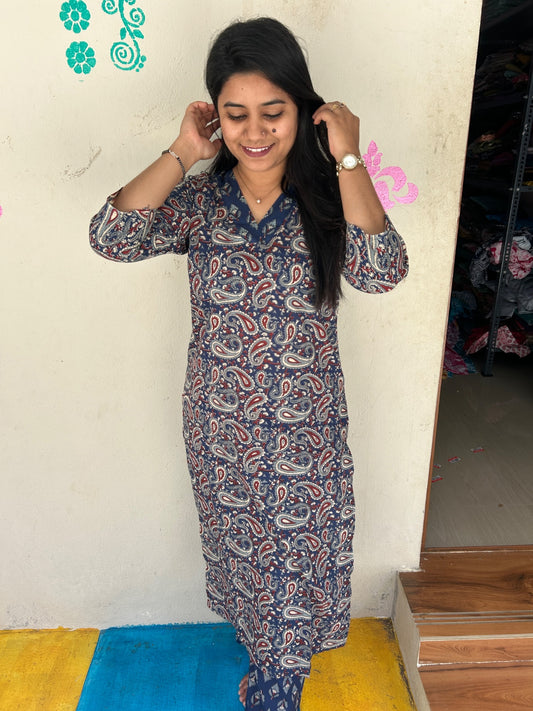 V neck Kurthi with Pant  ALN34