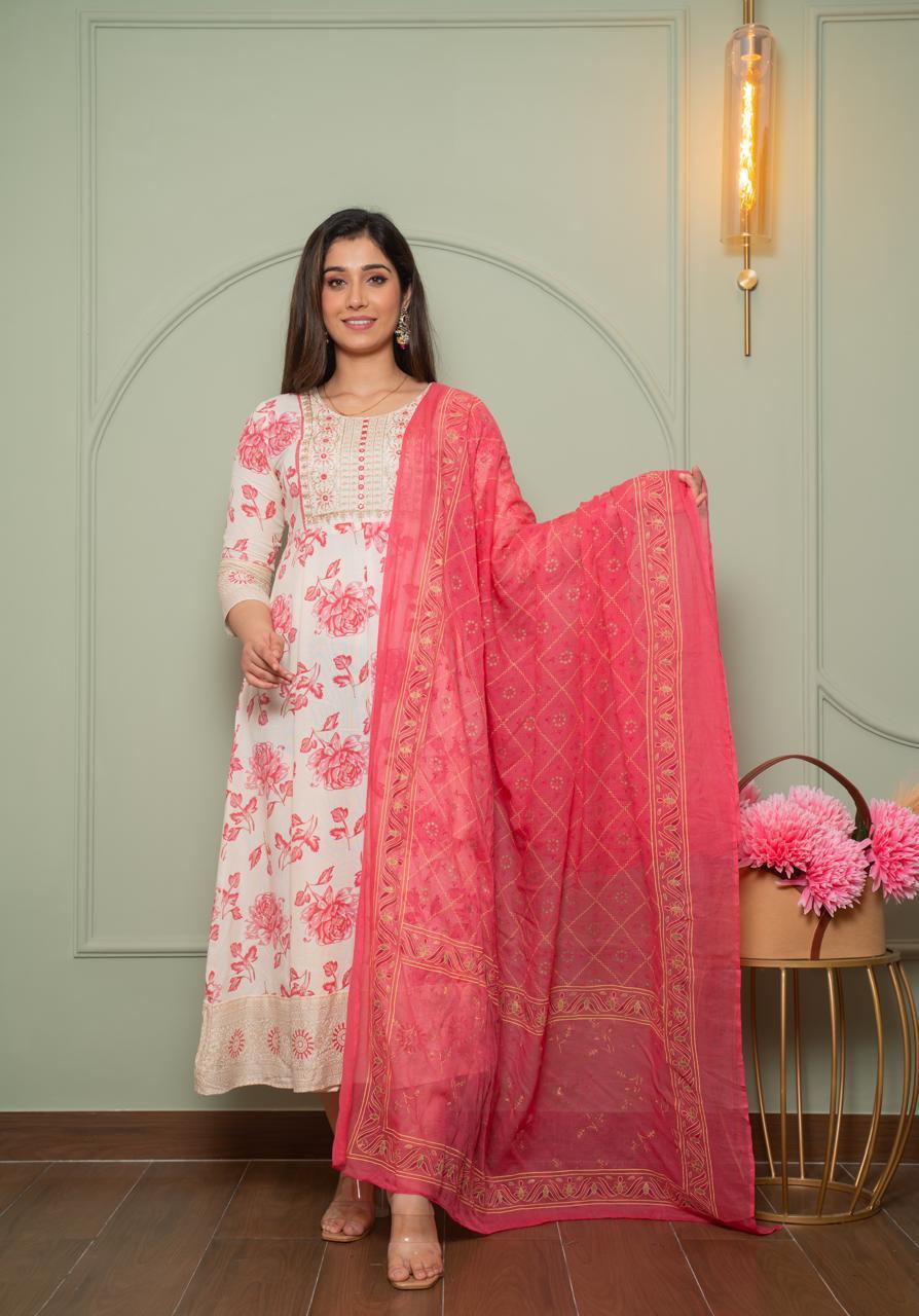Cotton Floral Anarkali - AS11