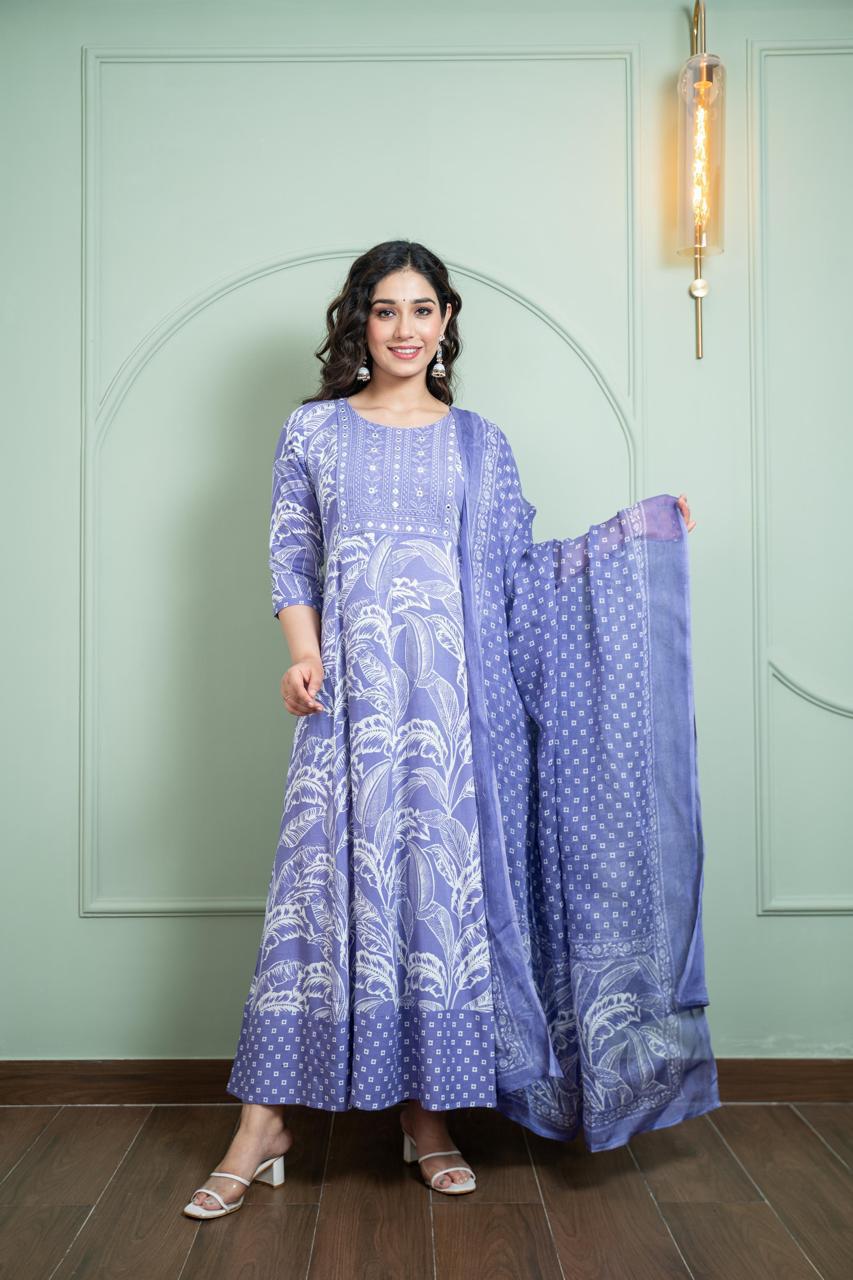 Cotton Floral Anarkali - AS21
