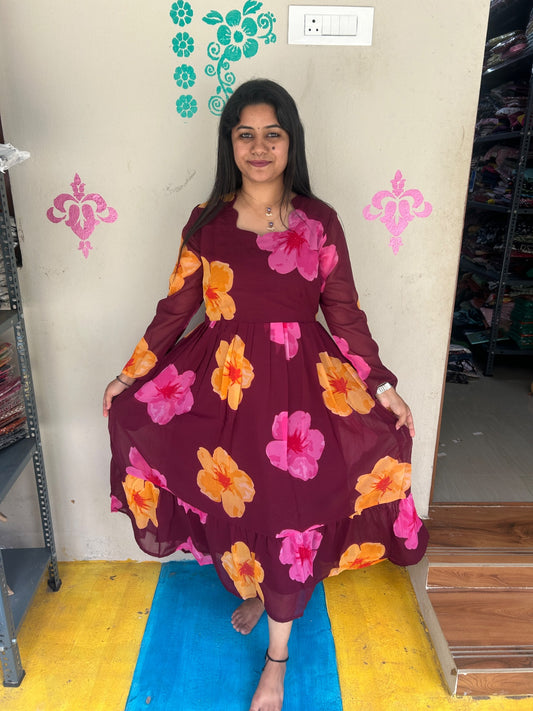 Georgette Floral Frock GFF13