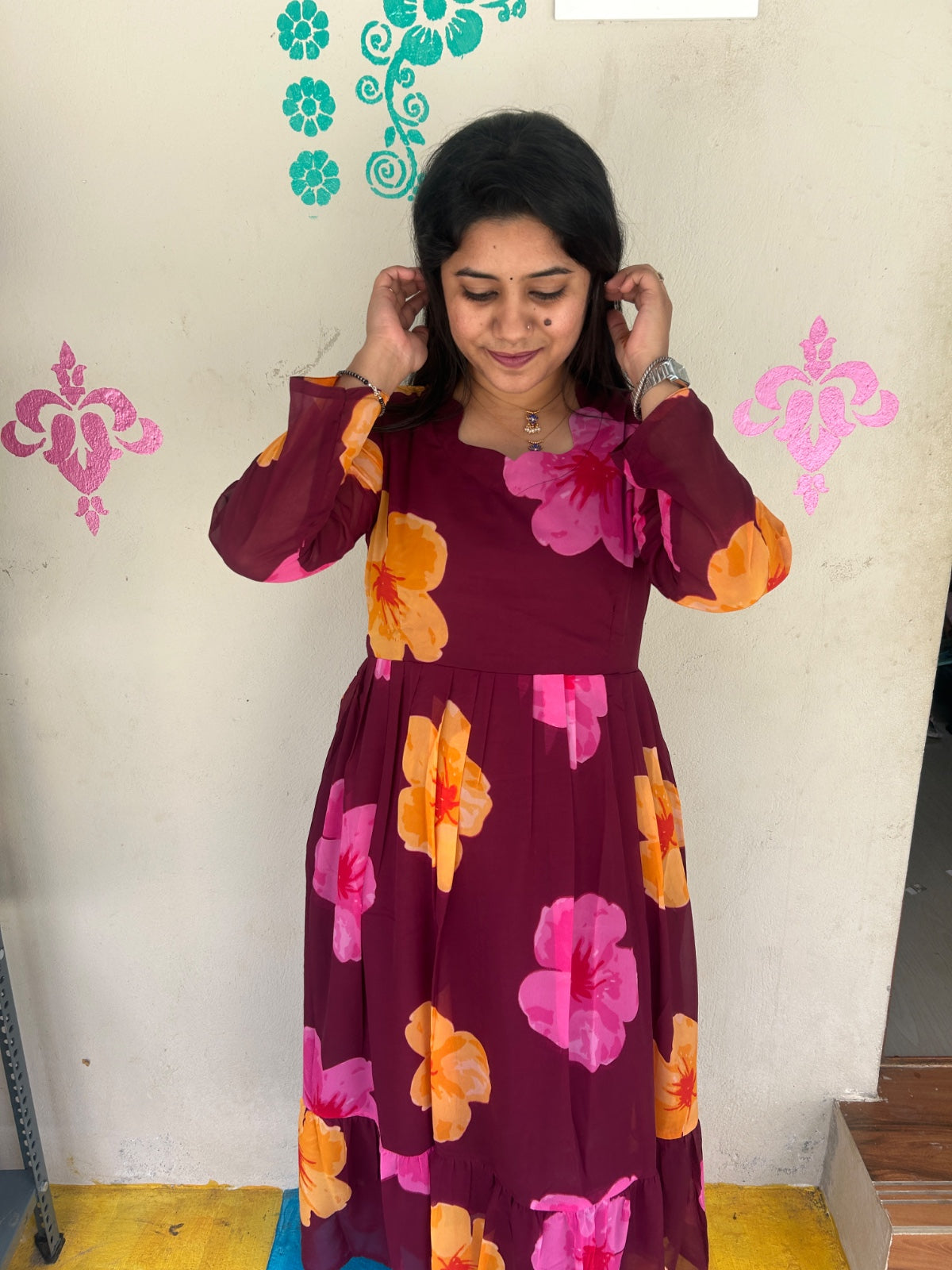 Georgette Floral Frock GFF13