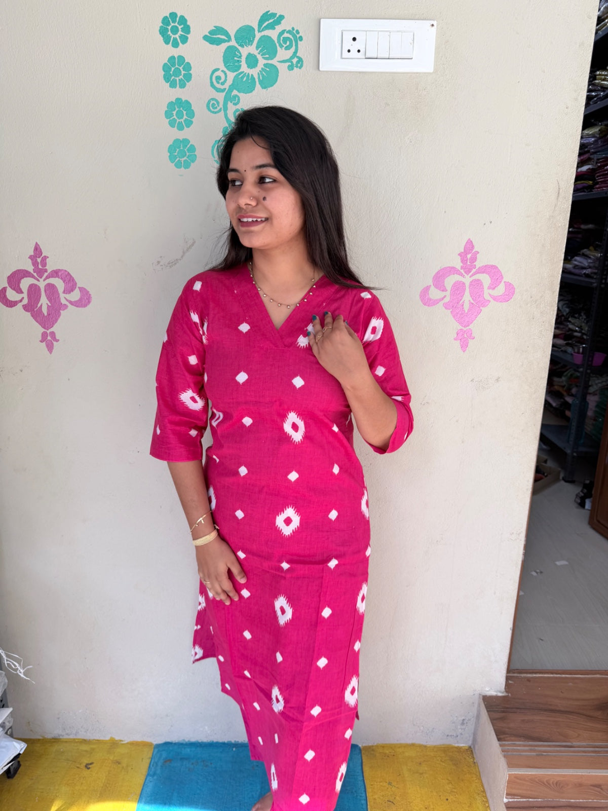 V neck Kurthi with Pant  ALN104