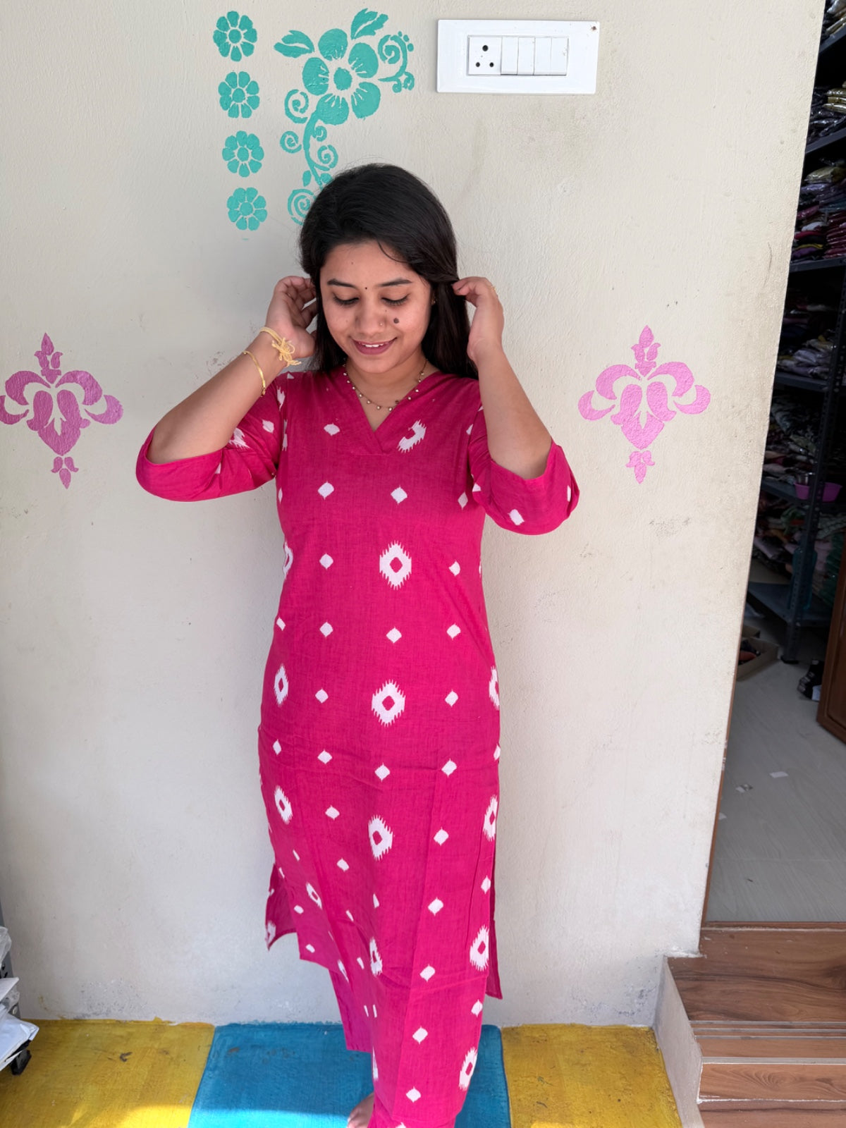 V neck Kurthi with Pant  ALN104