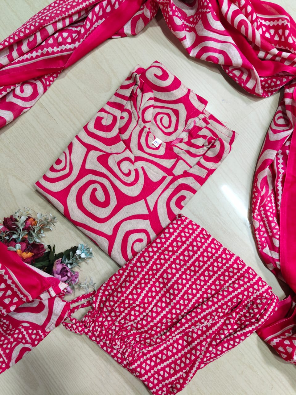 Kurti with Pant and Linen Dupatta sets - KPL37