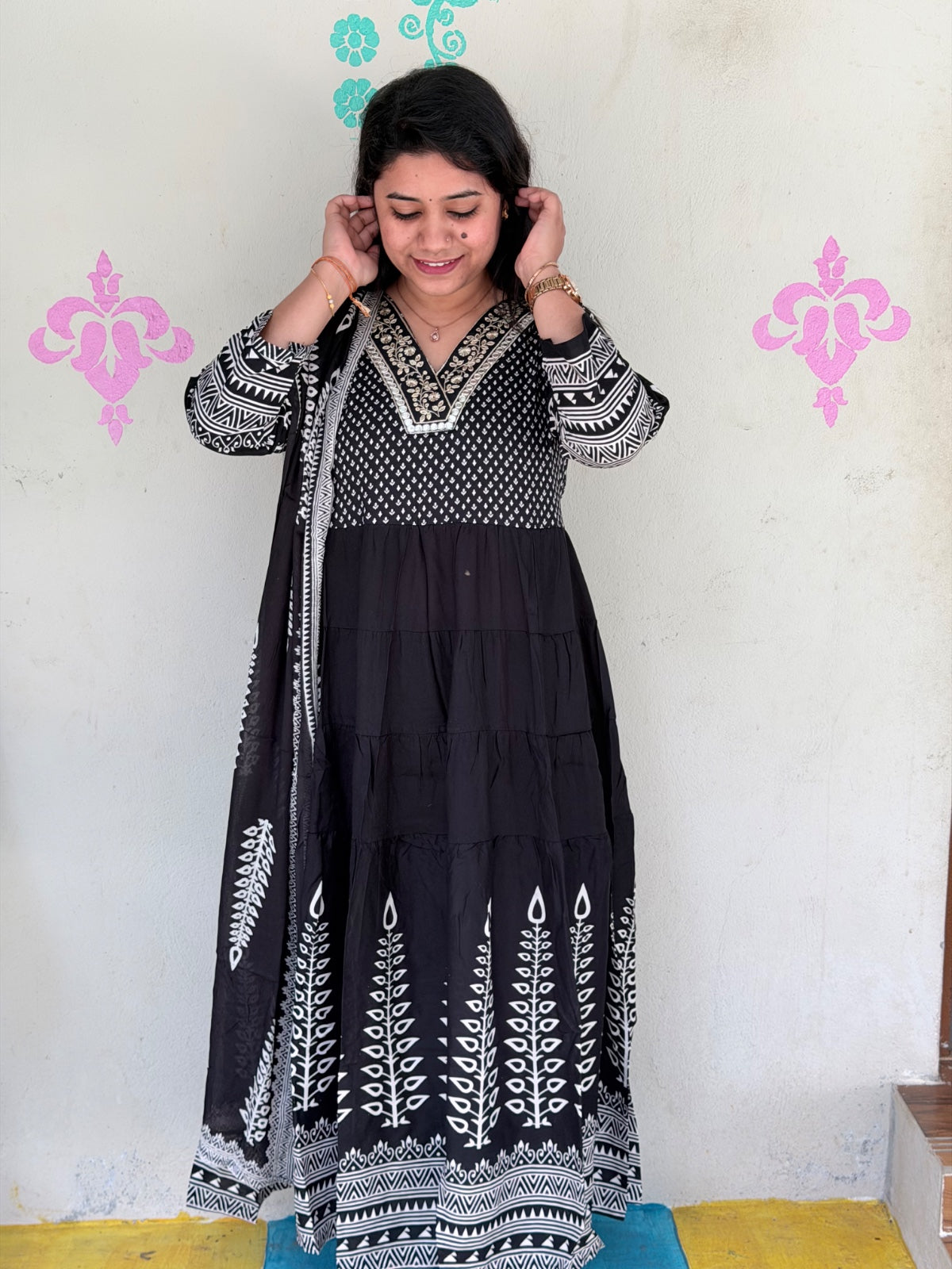 Cotton Floral Anarkali - AS17