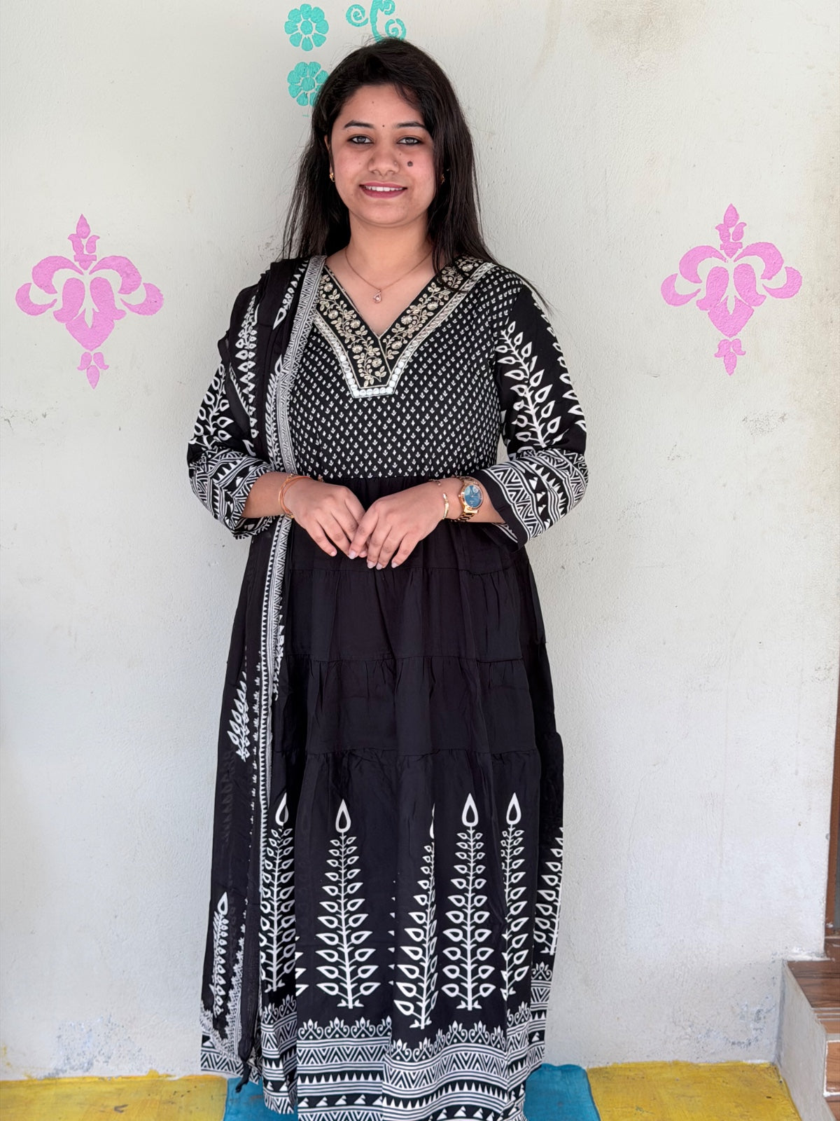 Cotton Floral Anarkali - AS17