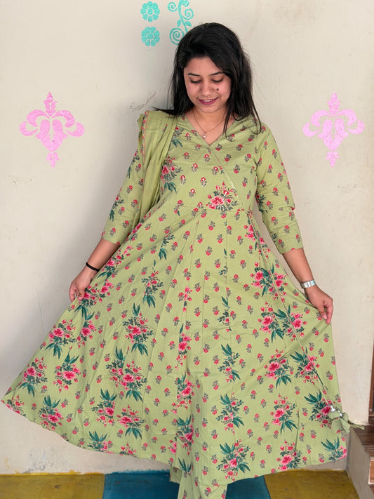 Cotton Floral Anarkali - CA39