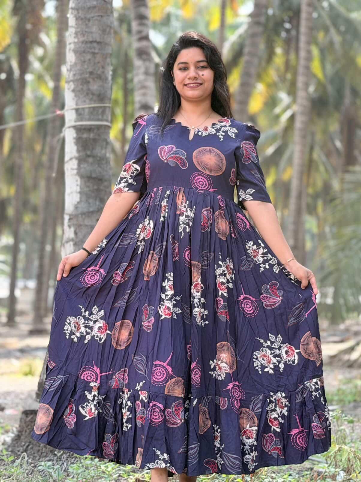 Premium Rayon Floral Frock - CFF79