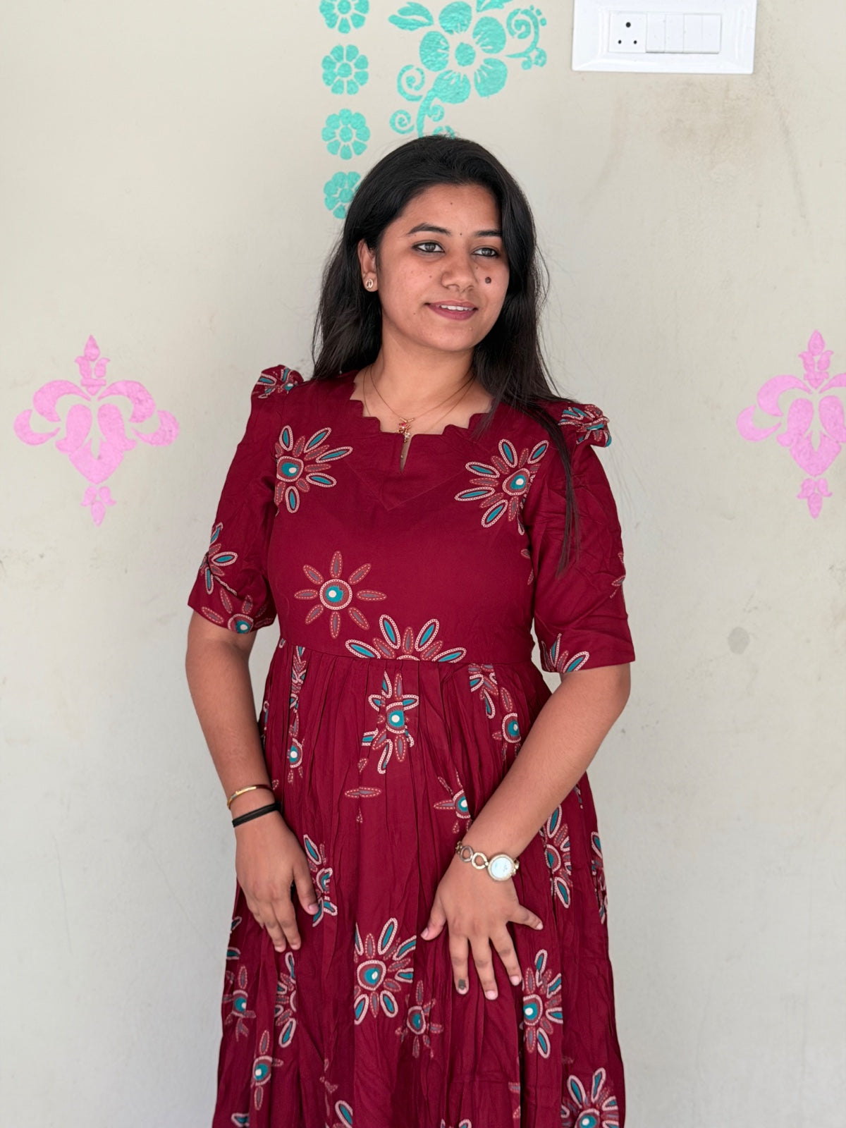 Premium Rayon Floral Frock - CFF96