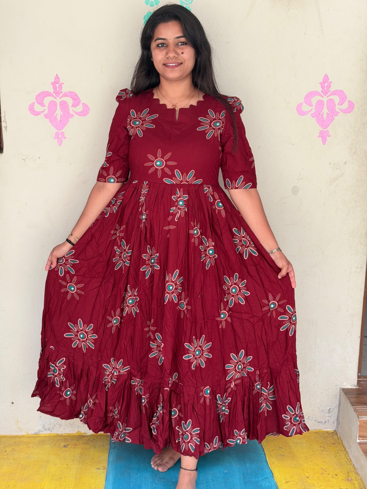 Premium Rayon Floral Frock - CFF96
