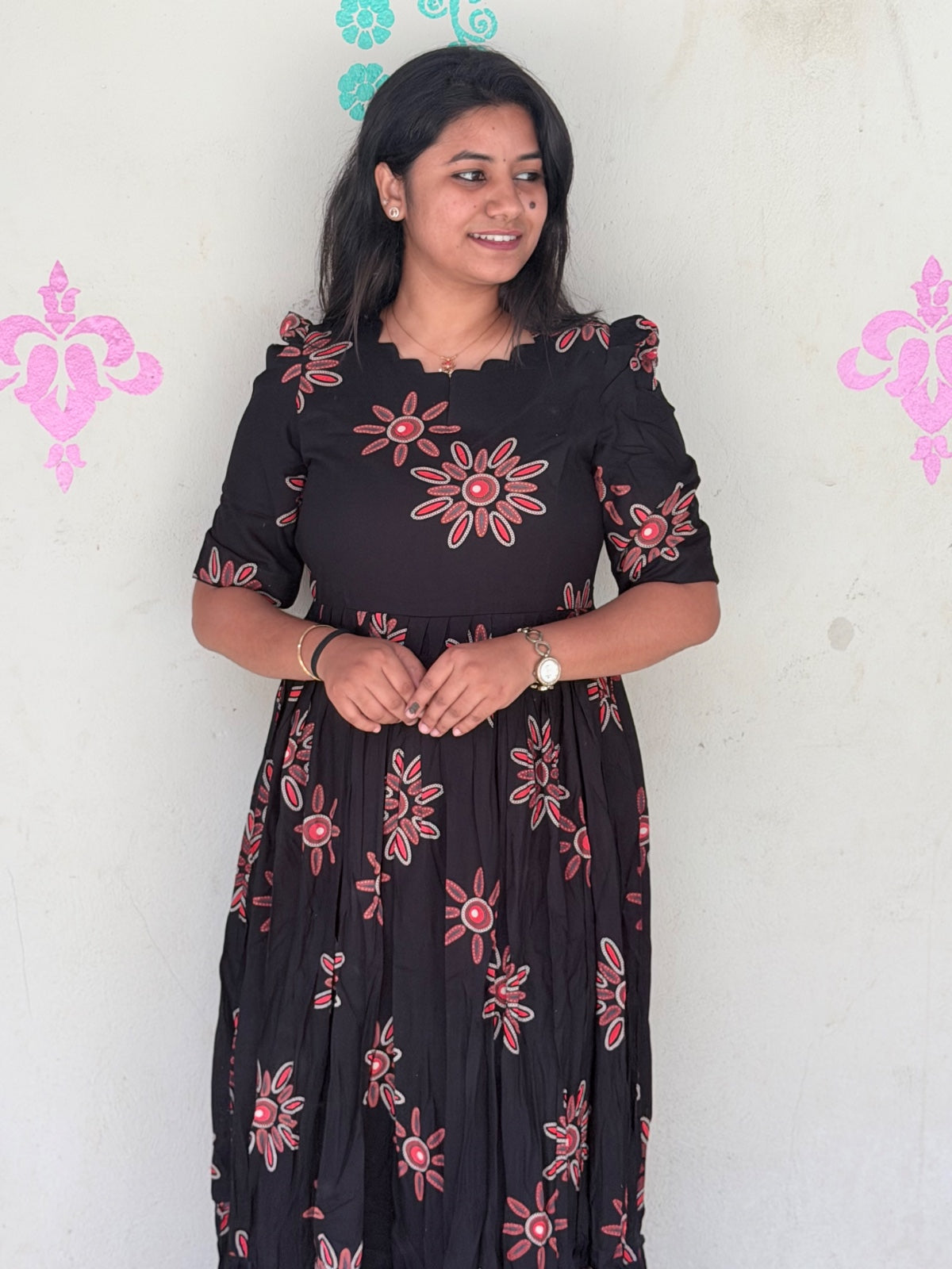 Premium Rayon Floral Frock - CFF94