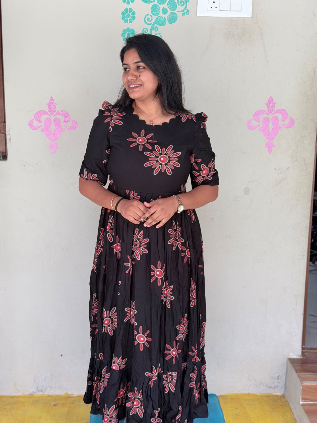 Premium Rayon Floral Frock - CFF94