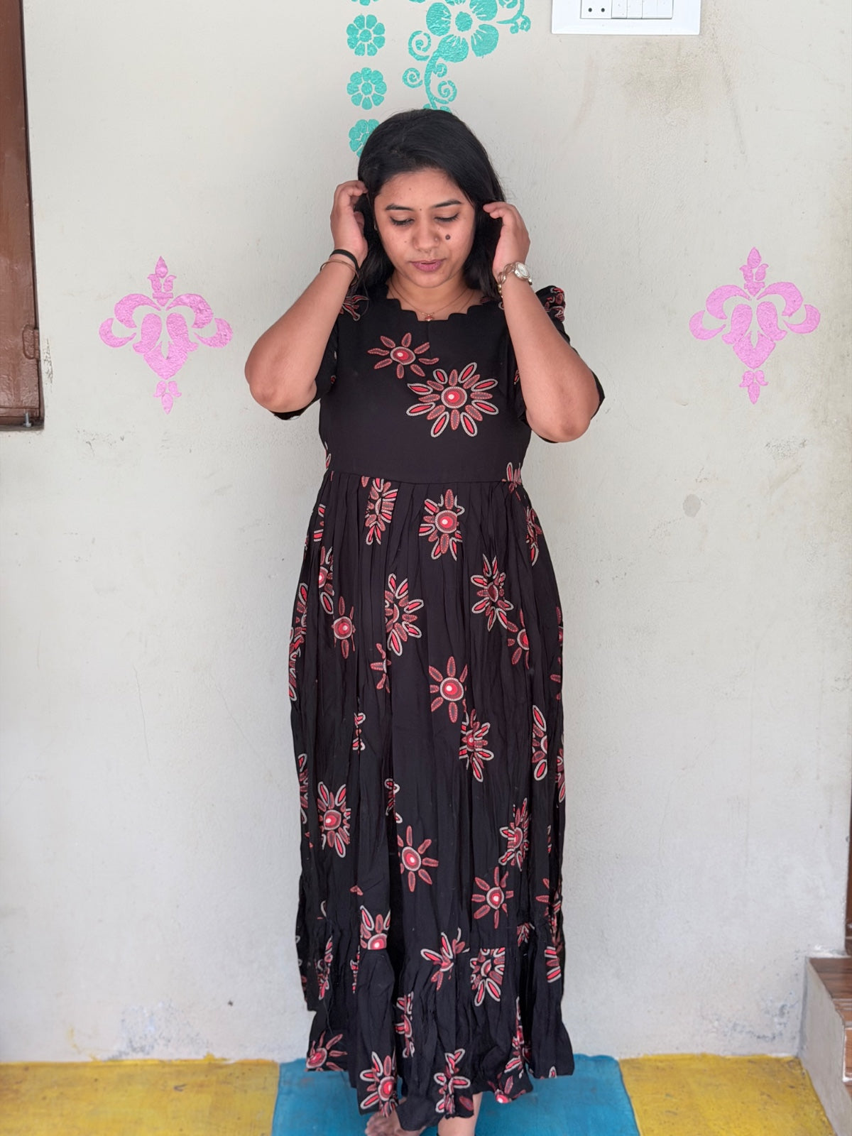 Premium Rayon Floral Frock - CFF94