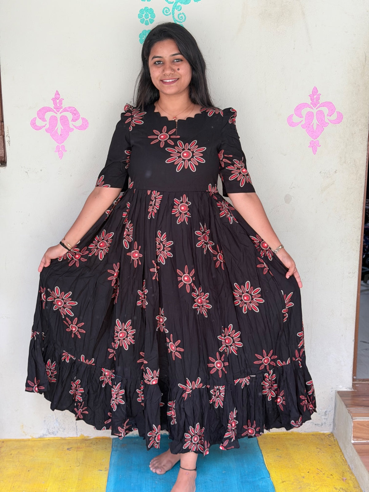Premium Rayon Floral Frock - CFF94