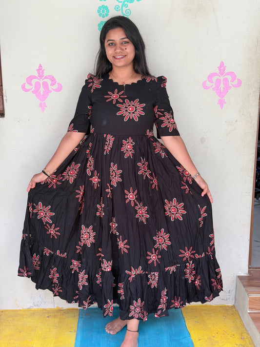 Premium Rayon Floral Frock - CFF94