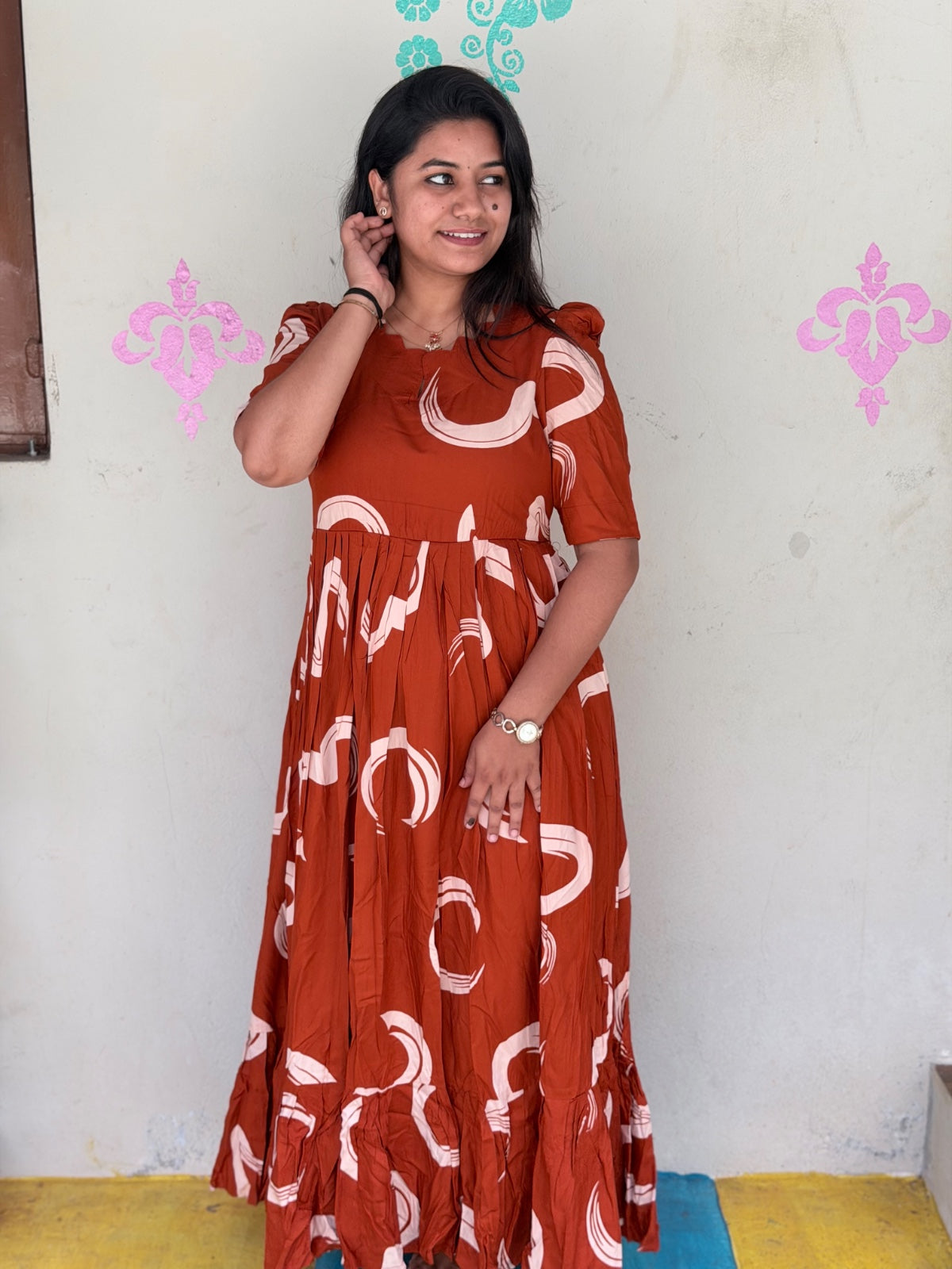 Premium Rayon Floral Frock - CFF90