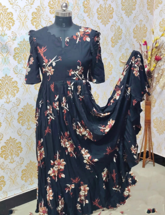 Premium Rayon Floral Frock - CFF97