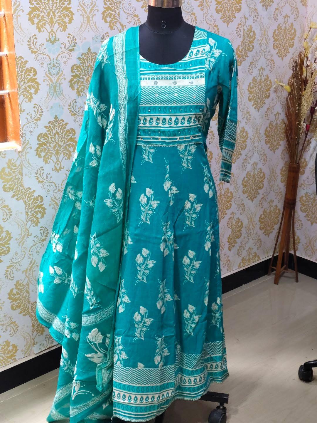Cotton Floral Anarkali (Without Phant)  AS101