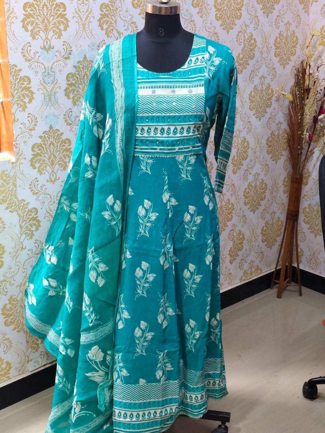 Cotton Floral Anarkali (Without Phant)  AS101