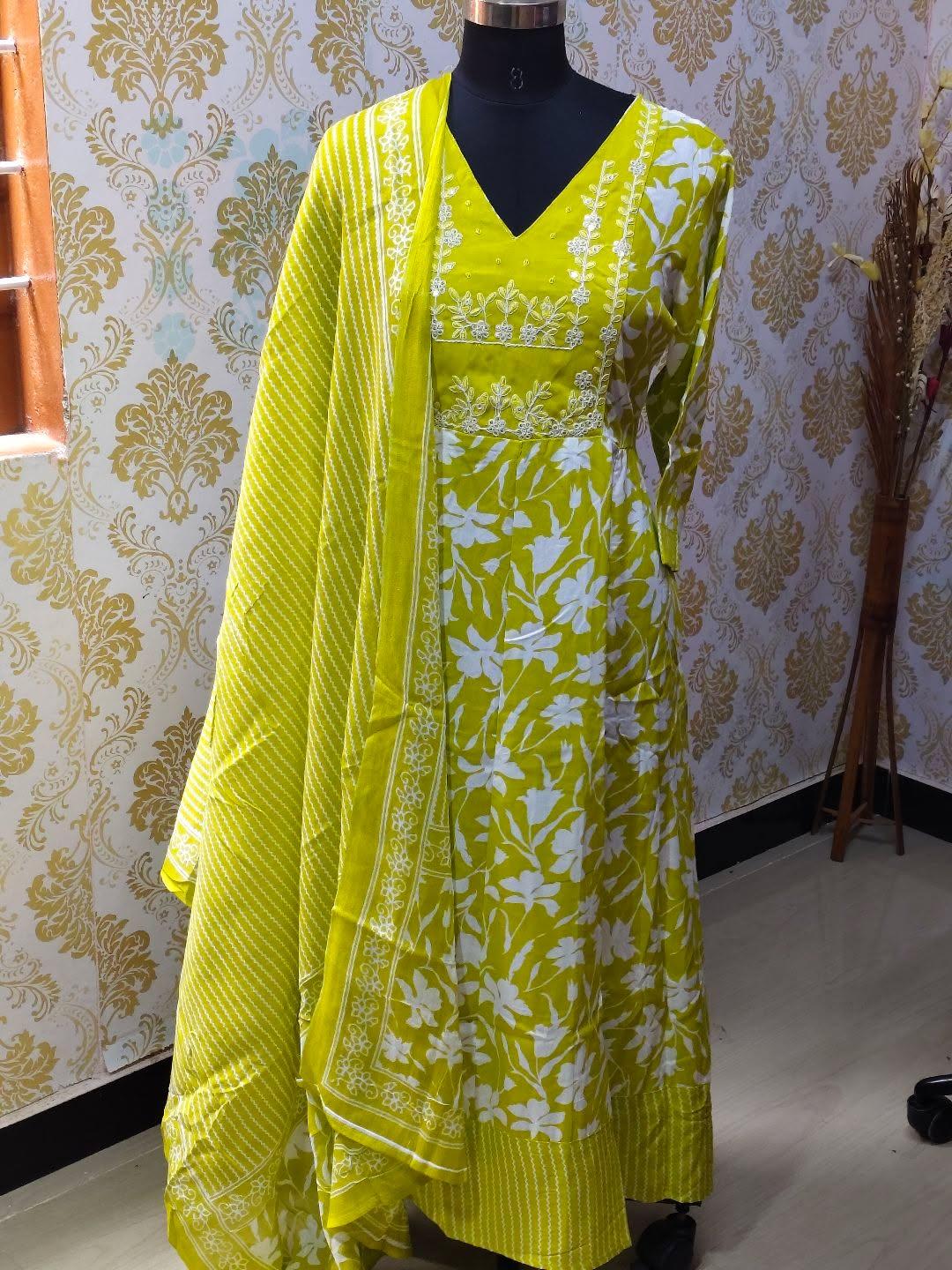 Cotton Floral Anarkali (Without Phant)  AS100