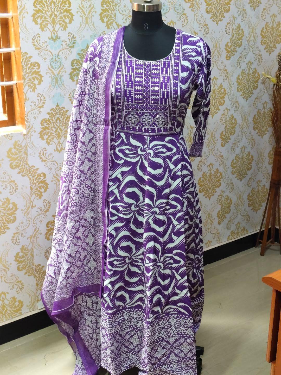 Cotton Floral Anarkali (Without Phant)  AS102