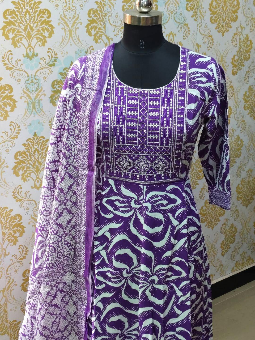 Cotton Floral Anarkali (Without Phant)  AS102