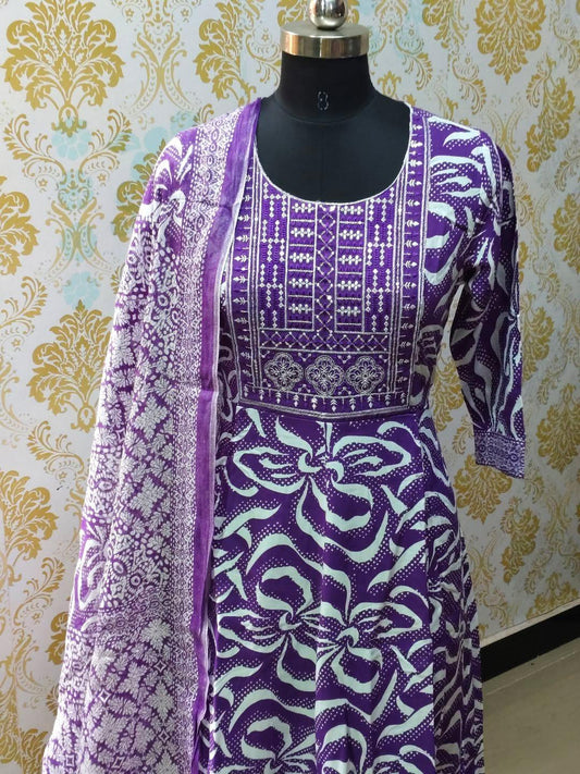 Cotton Floral Anarkali (Without Phant)  AS102