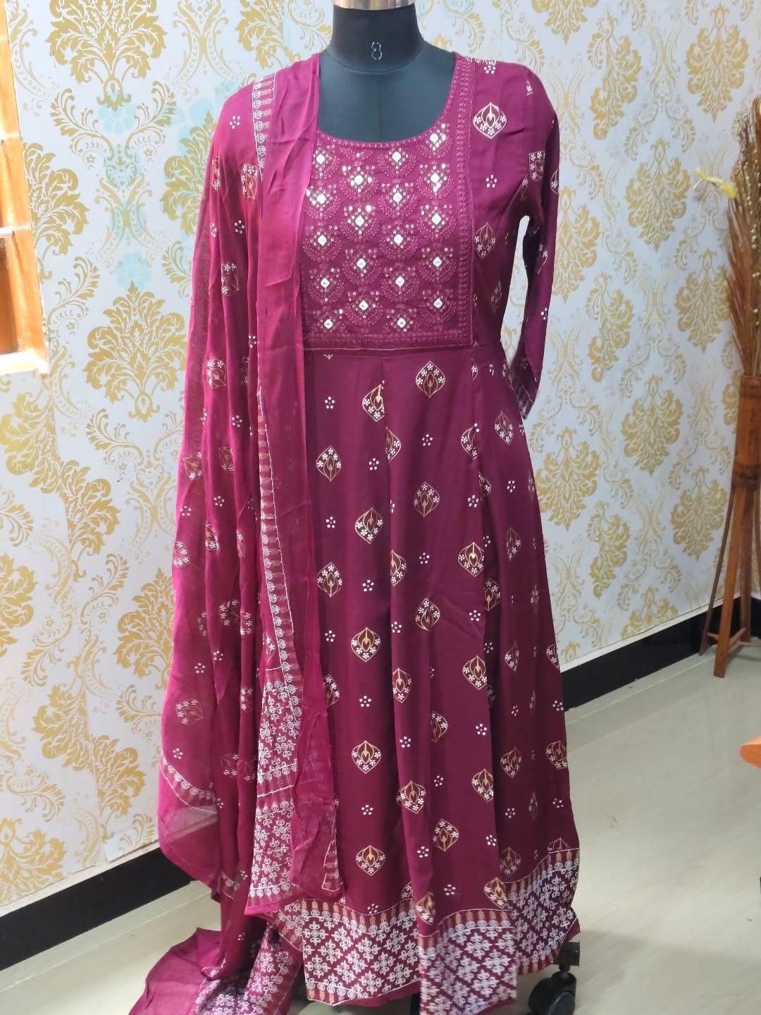 Cotton Floral Anarkali (Without Phant)  AS105