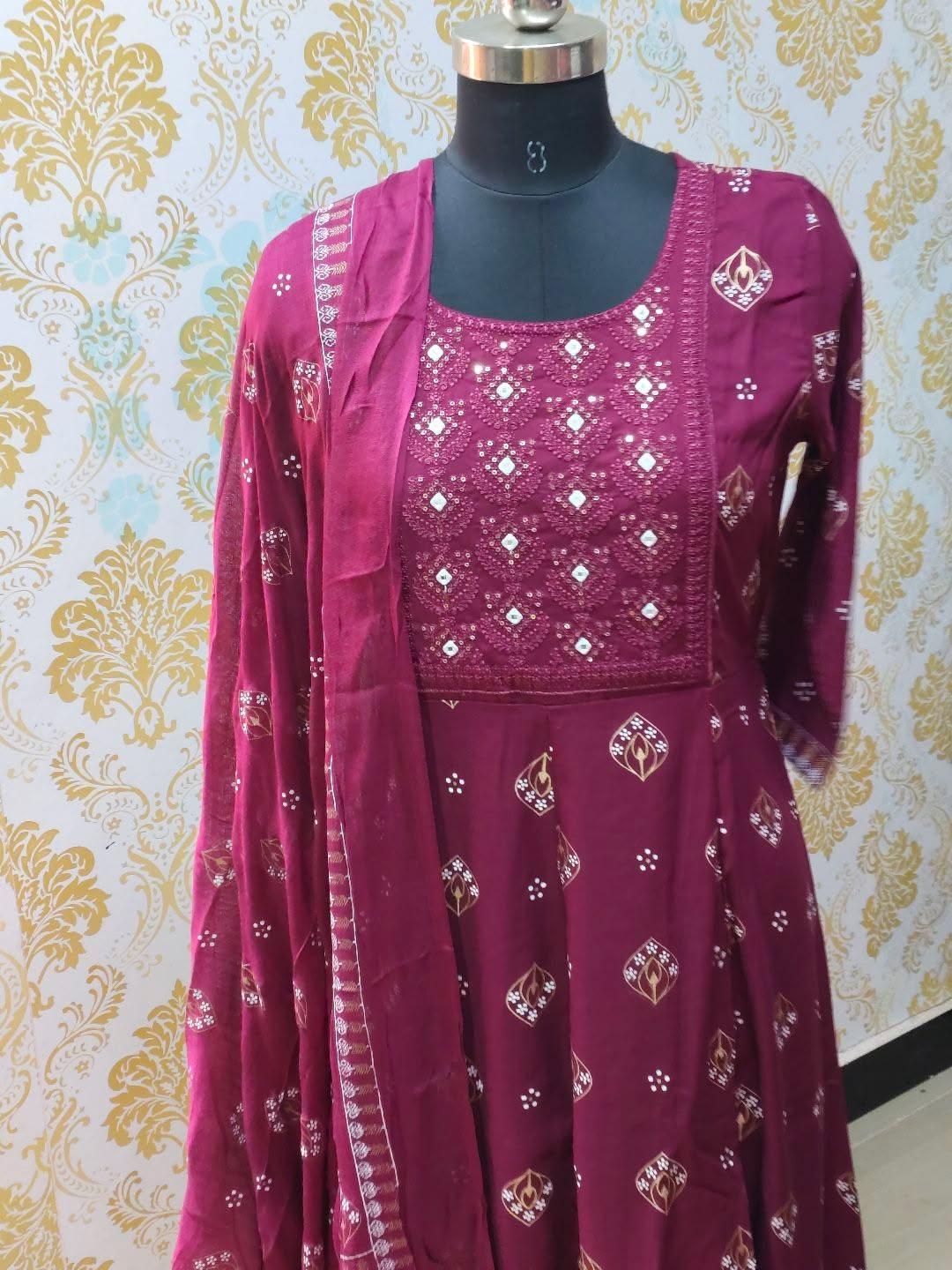 Cotton Floral Anarkali (Without Phant)  AS105