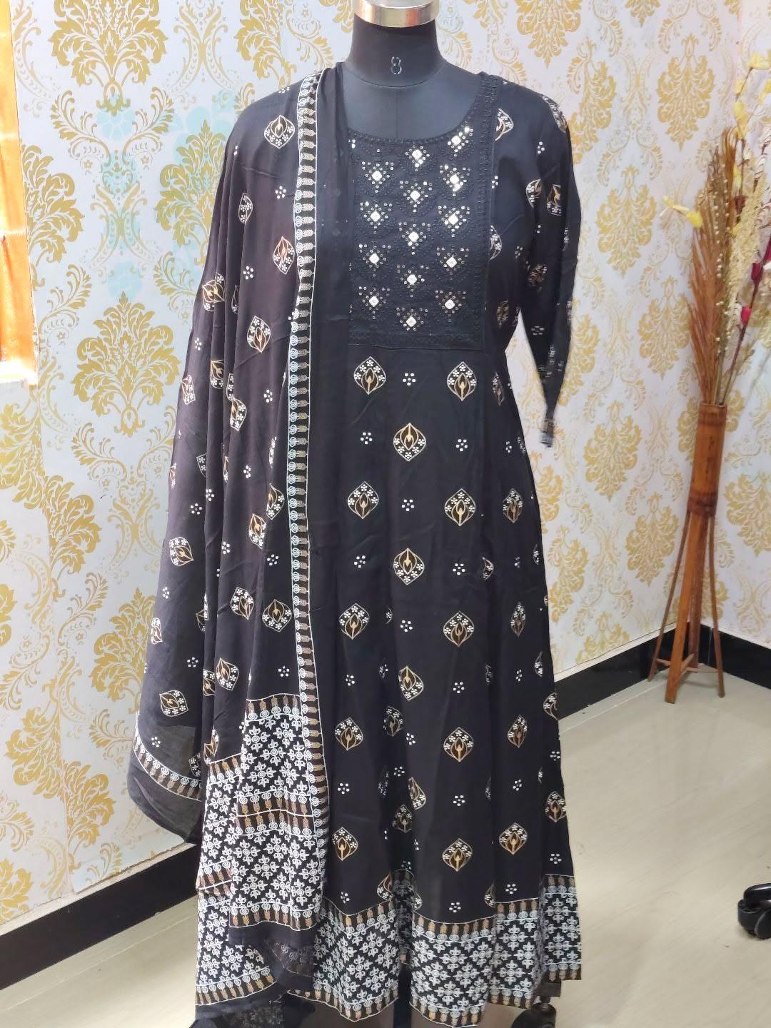 Cotton Floral Anarkali (Without Phant)  AS104