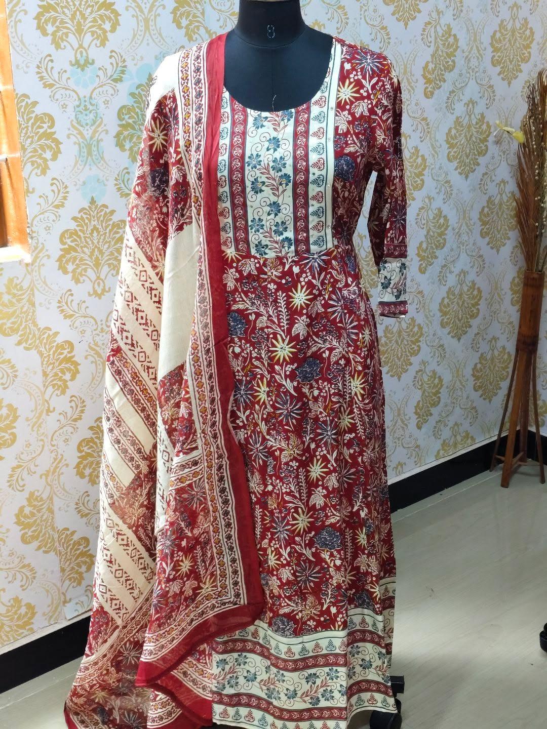 Cotton Floral Anarkali (Without Phant)  AS99
