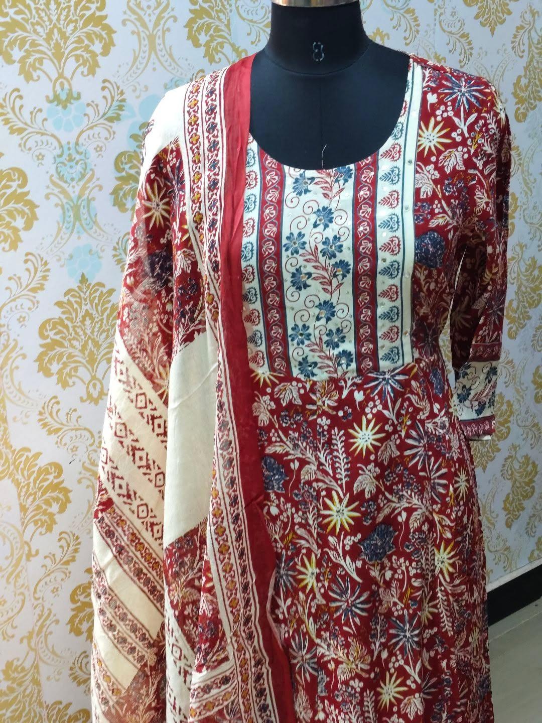 Cotton Floral Anarkali (Without Phant)  AS99