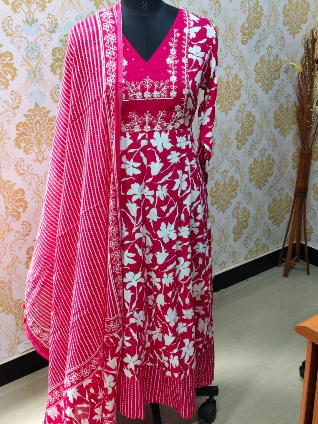 Cotton Floral Anarkali (Without Phant)  AS103
