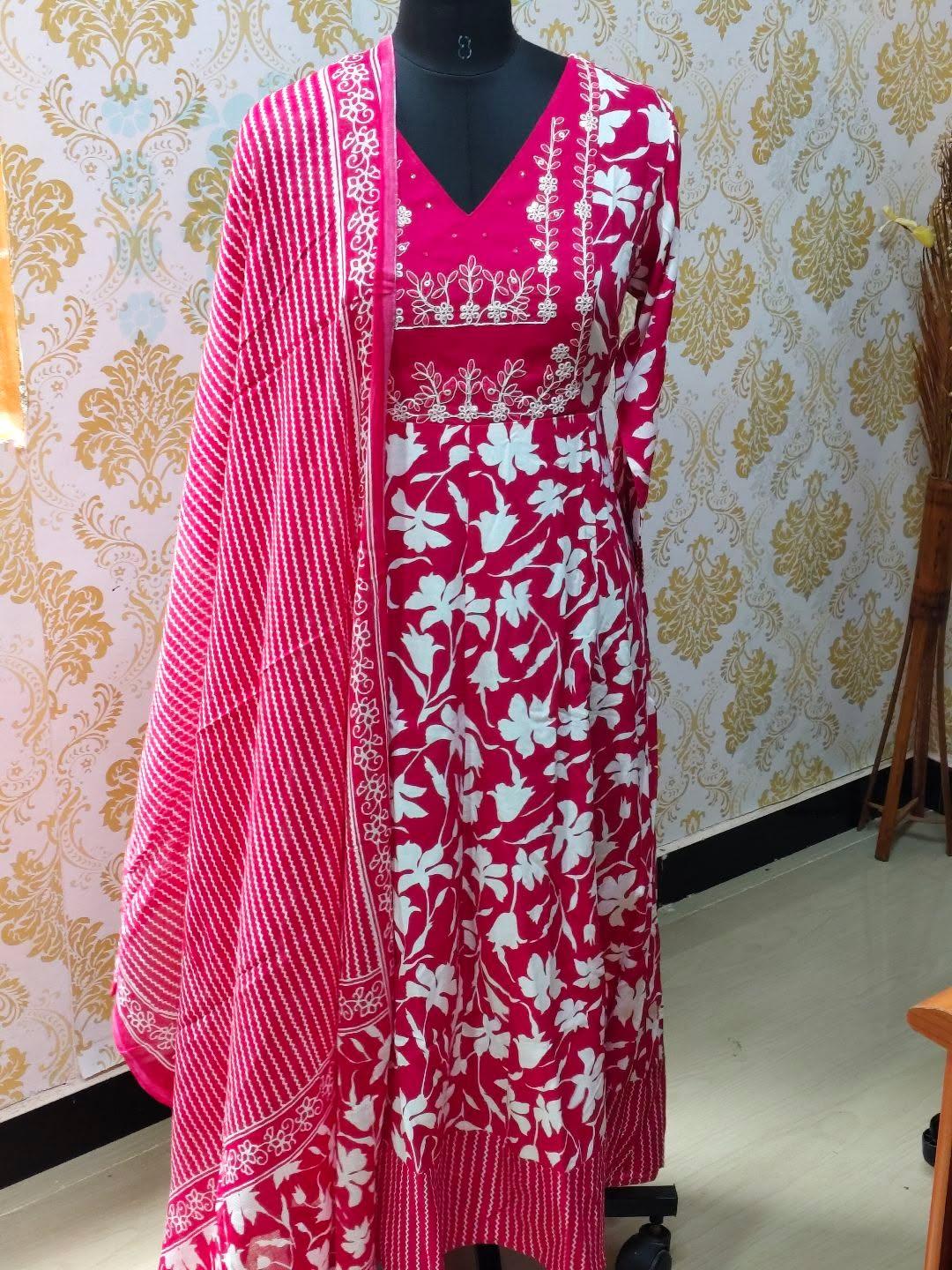 Cotton Floral Anarkali (Without Phant)  AS103