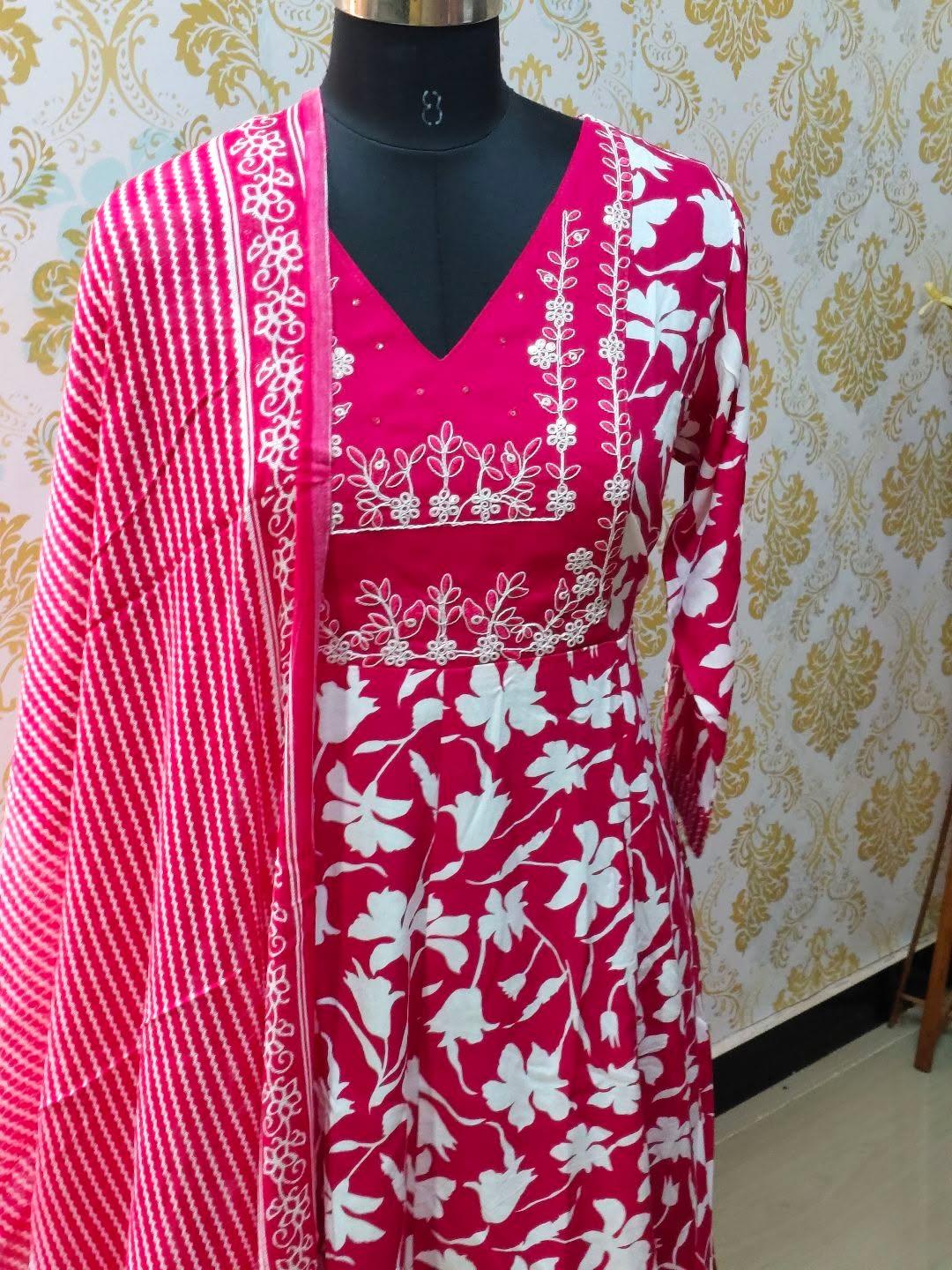 Cotton Floral Anarkali (Without Phant)  AS103