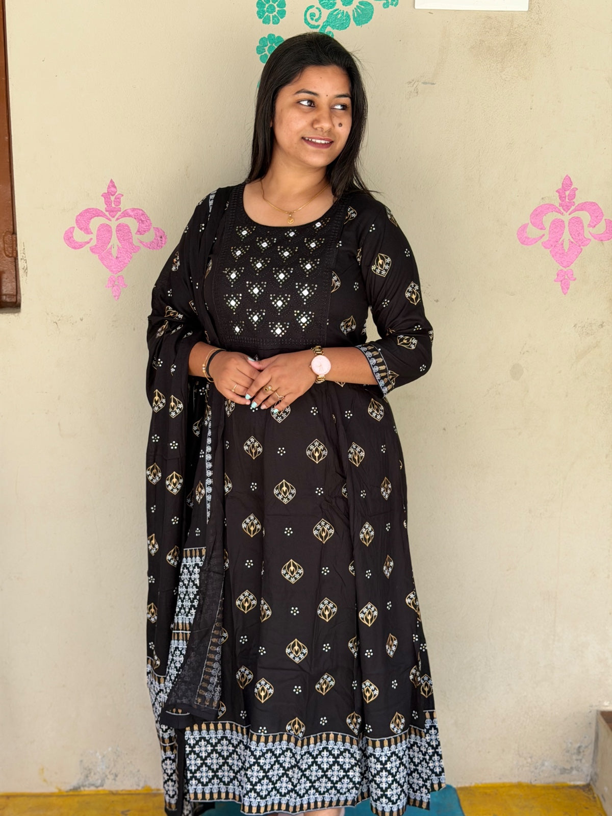 Cotton Floral Anarkali (Without Phant)  AS104