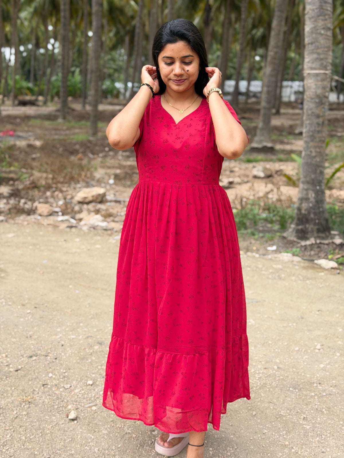 Georgette Floral Frock GFF04 - PRE BOOKING FOR 10 TO 12 DAYS DELIVERY
